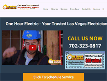 Tablet Screenshot of onehourlasvegaselectrician.com